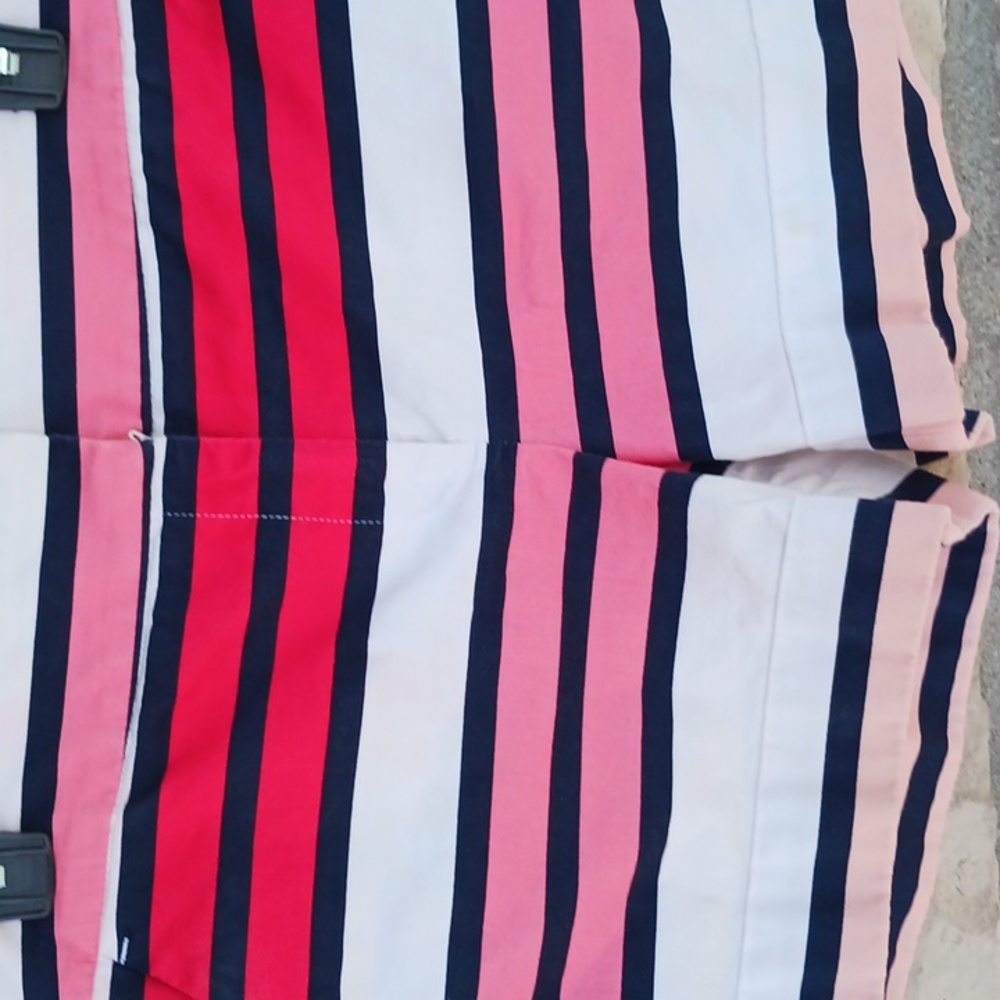 New York & Co Striped Shorts Orange Red Pink White Cotton Women's Size 8 - Picture 9 of 9